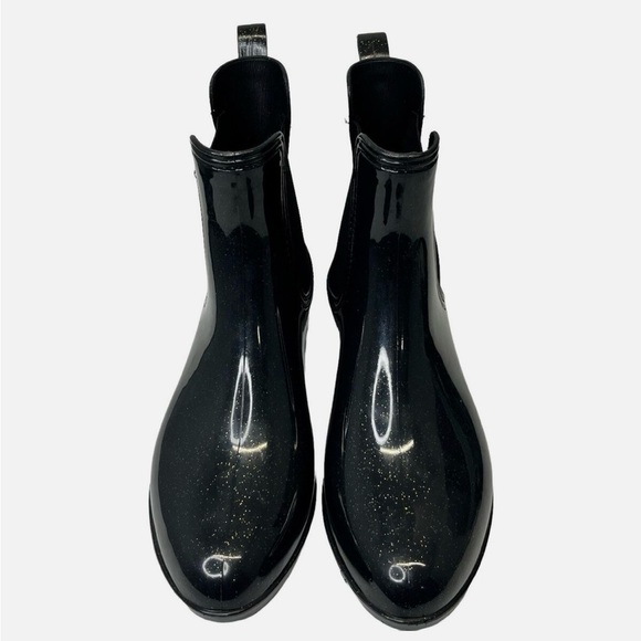 JUICY COUTURE Rori Black With Gold Sparkle Ankle Rain Boots Size 9 NWOB - Picture 2 of 4